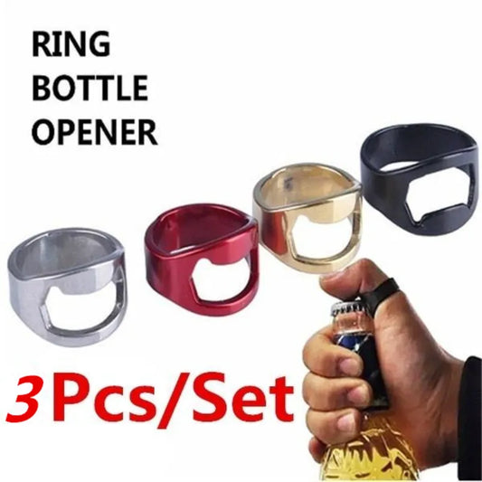 3 Pcs/set Stainless Steel Creative Versatile Finger Ring Bottle Opener | Beer bar Tools(Color Random)