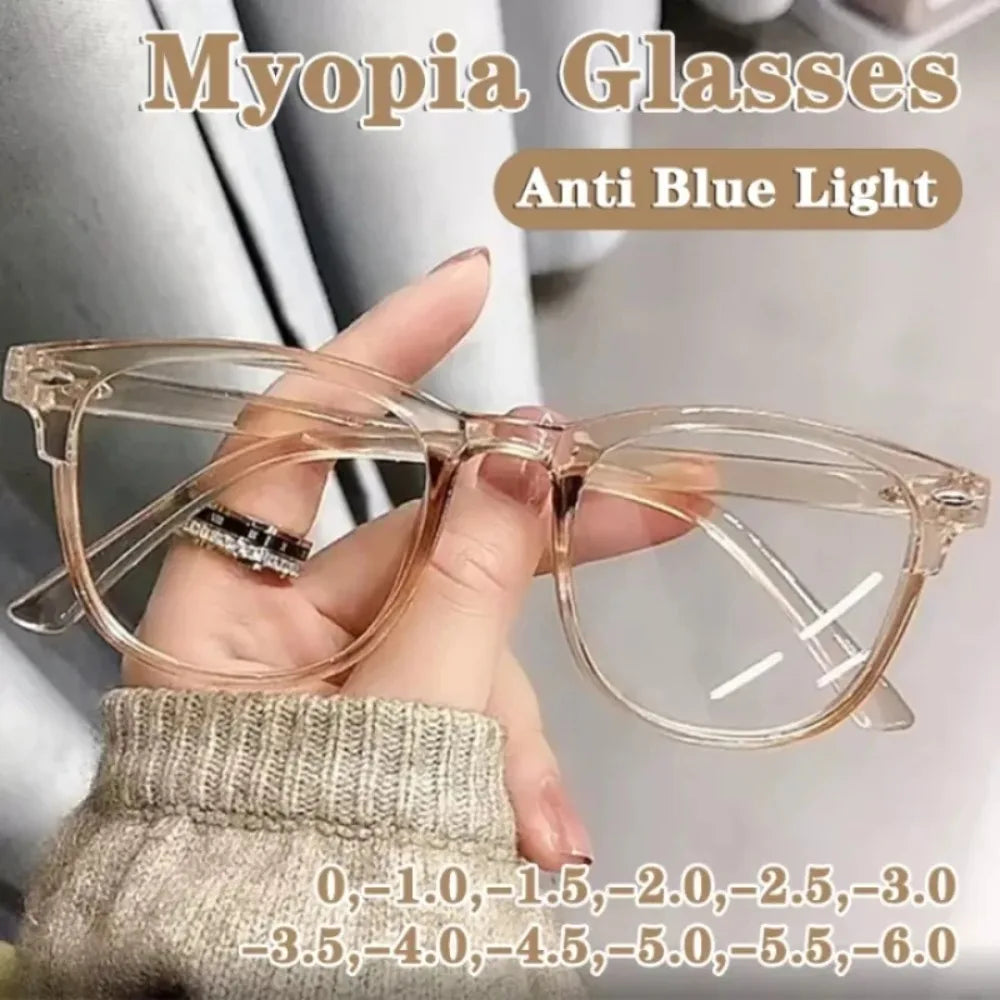 Women Myopia Glasses Anti-blue Light Clear Eyeglasses Prescription Shortsighted Transparent Computer Glasses